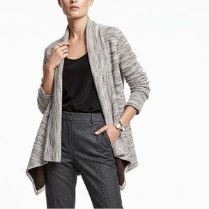 ARIAT Swell Open Front Cardigan Gray Space Dye Waterfall Drape Knit (Size M)